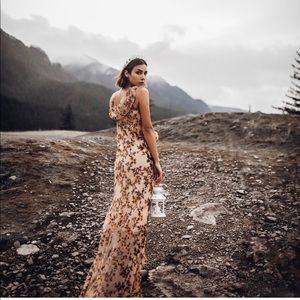 Velvet burnout romantic floral maxi dress